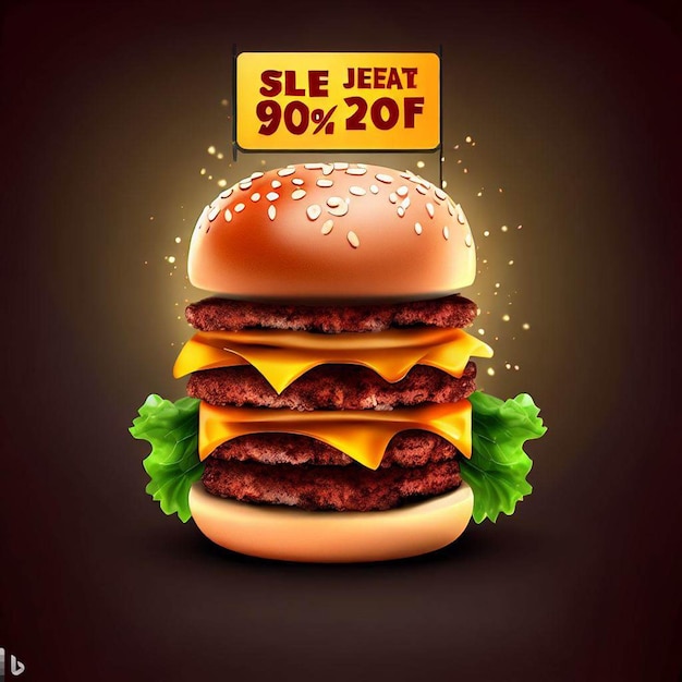 Burger Sale Poster Design and free image with colorful background