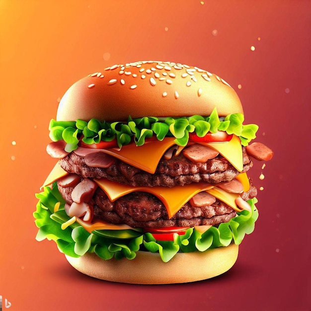 Burger sale poster design and free image with colorful background