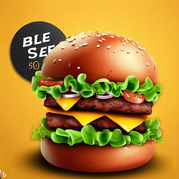 Burger sale Poster and free Image with Coloful Background