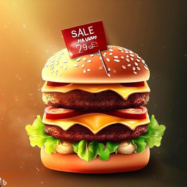 Photo burger sale poster and free image with colorful background