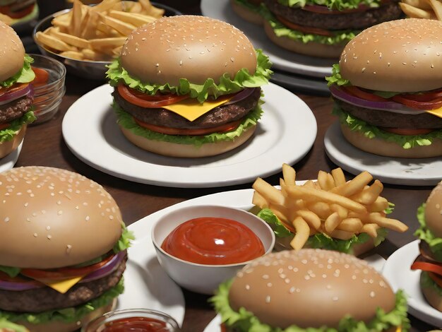 A burger sandwich in the restaurant table