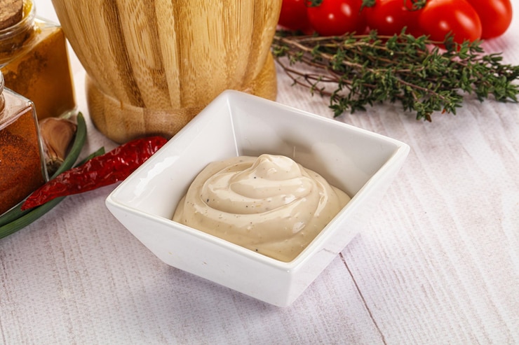 Photo burger sauce in the bowl