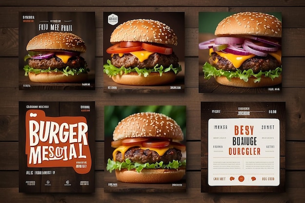 Photo burger social media post design templet