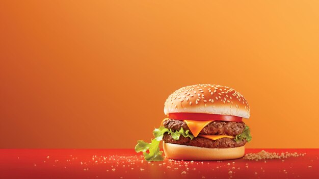 burger on soft colour background with copy space