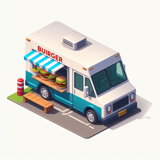 Photo burger van 3d isometric