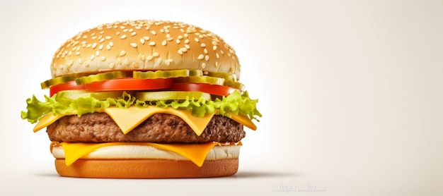 burger on white background Generative AI