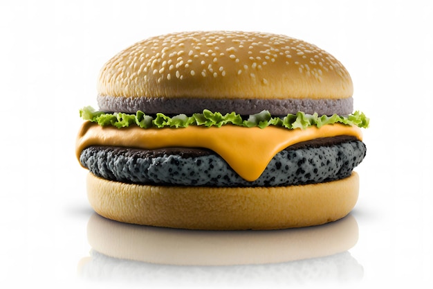 Burger on white background Neural network AI generated