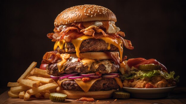 Premium AI Image | A burger with bacon and cheese