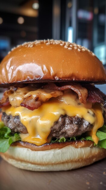 Premium AI Image | A burger with bacon on it