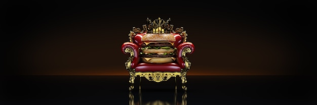 Photo burger with crown 3d rendering