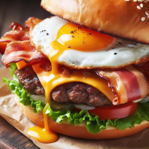 A burger with an egg and bacon from the fast food restaurant