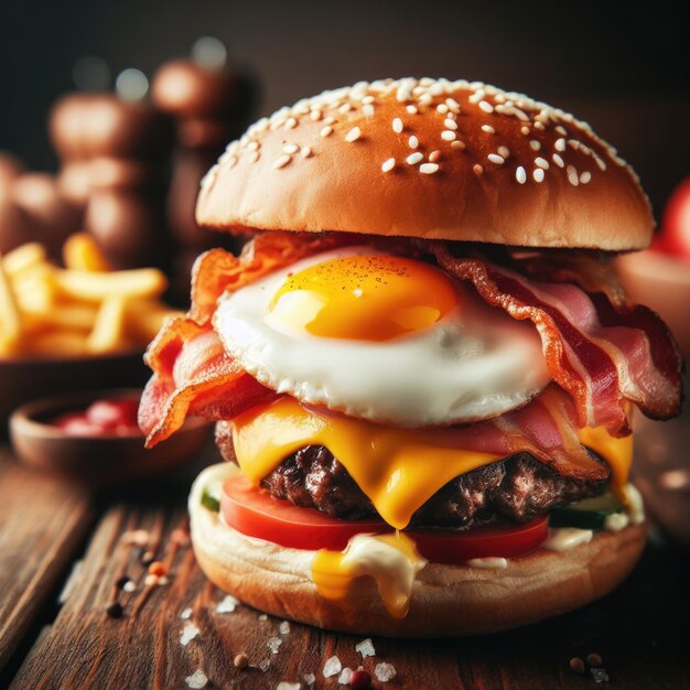 A burger with an egg and bacon from the fast food restaurant