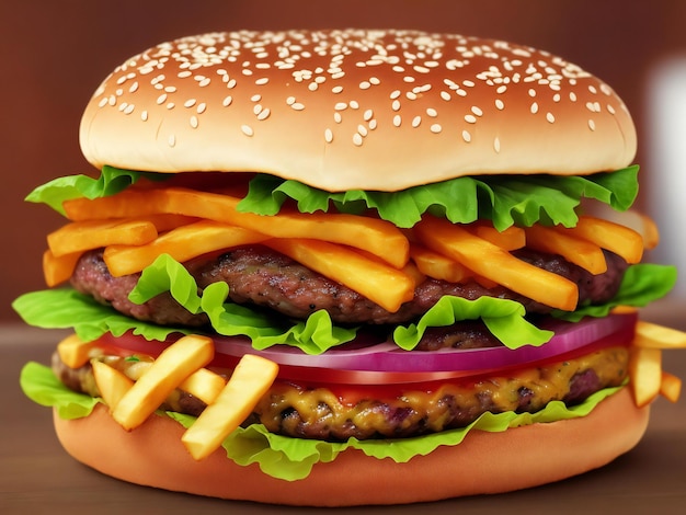 Burger with Fries ai generated