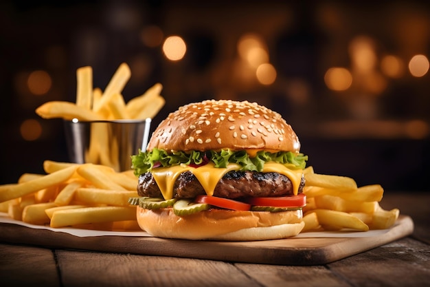 Photo burger with fries wallpaper