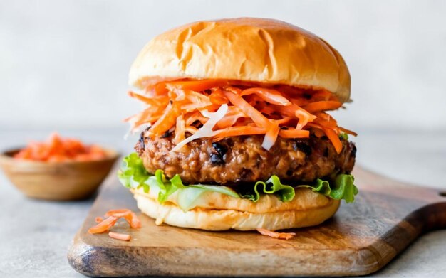 Burger with Kimchi Slaw