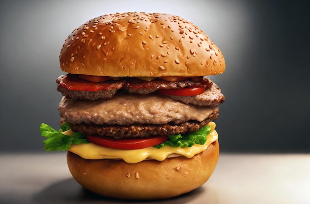 Burger with meat vegetables Food concept Generative AI