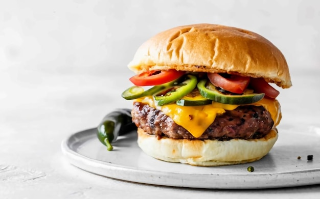 Burger with Pickled Jalapenos