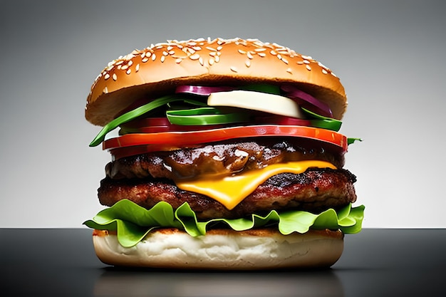 burger with splashing water background