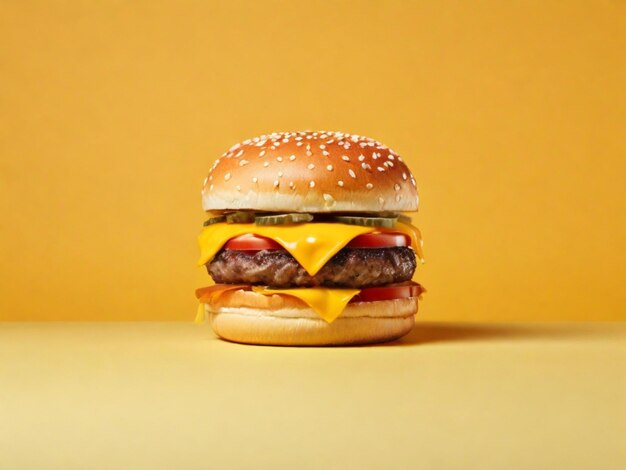 Burger on a yellow background