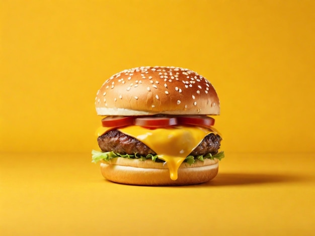 Burger on a yellow background