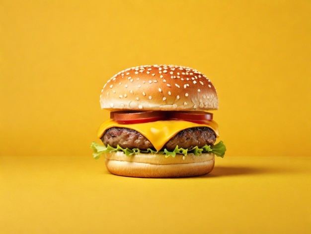 Burger on a yellow background
