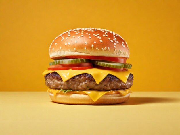 Burger on a yellow background