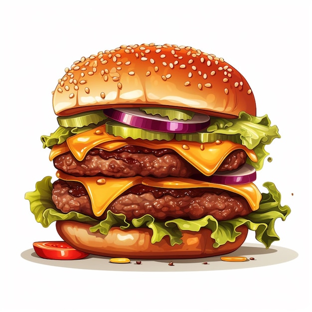 Burgers 2d vector illustration cartoon in white background