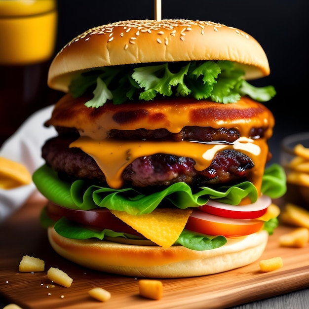 Burgers A delicious Burger with beef patty Also a nutrious fast food