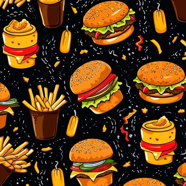 Burgers and fries patterns