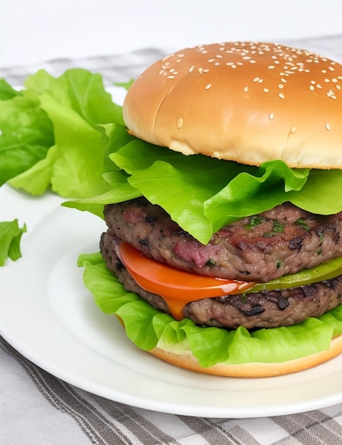 Burgervleeskotelet biefstuk tomatensaus en sla