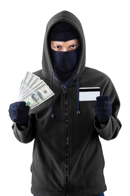 Burglar with credit card and money