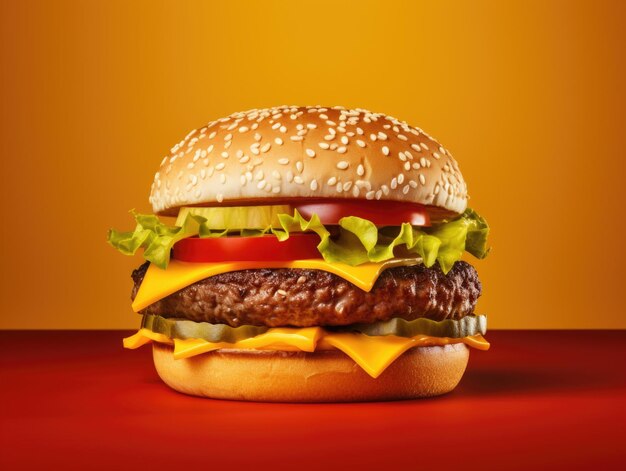 Burguer 8k red plain background advertising photo