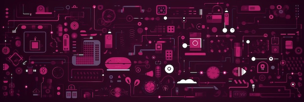Burgundy abstract technology background using tech devices and icons thin line interface vector illustration pattern ar 31 Job ID 80696769806e4c4e931dda049876b17a