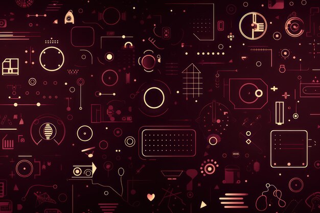 Photo burgundy abstract technology background using tech devices and icons thin line interface vector illustration pattern ar 32 job id 6673668c697d49ee98182cf1ed0f8e0d