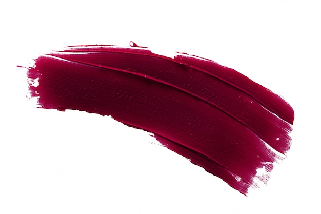 Burgundy color lipstick diagonal strokes isolated