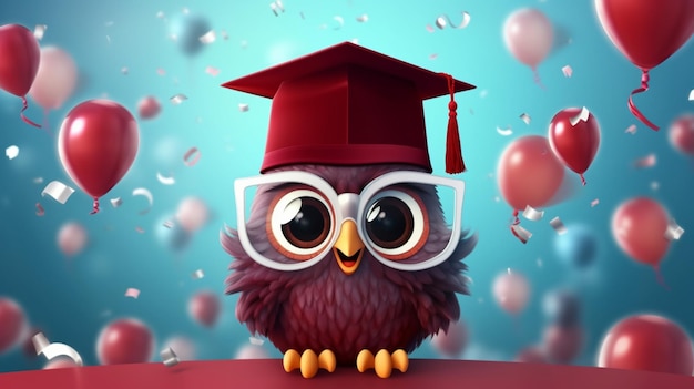 Burgundy graduation owl