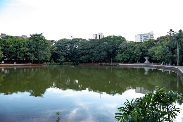 Buritis lake in the buritis forest in the city of goiania