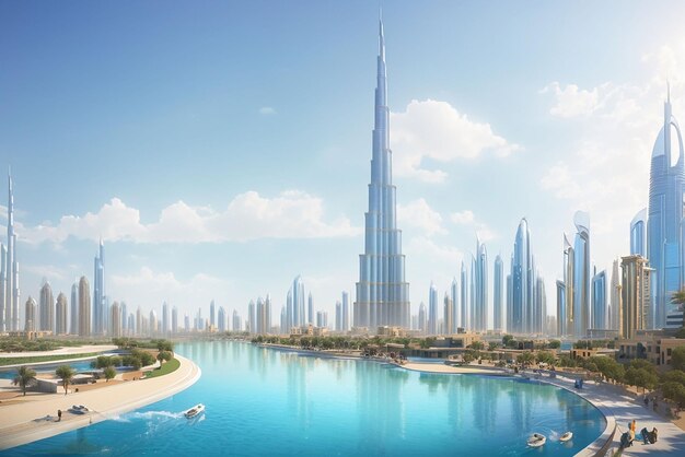 The burj khalifa in dubai the tallest building in the world rising majestically above the city sky