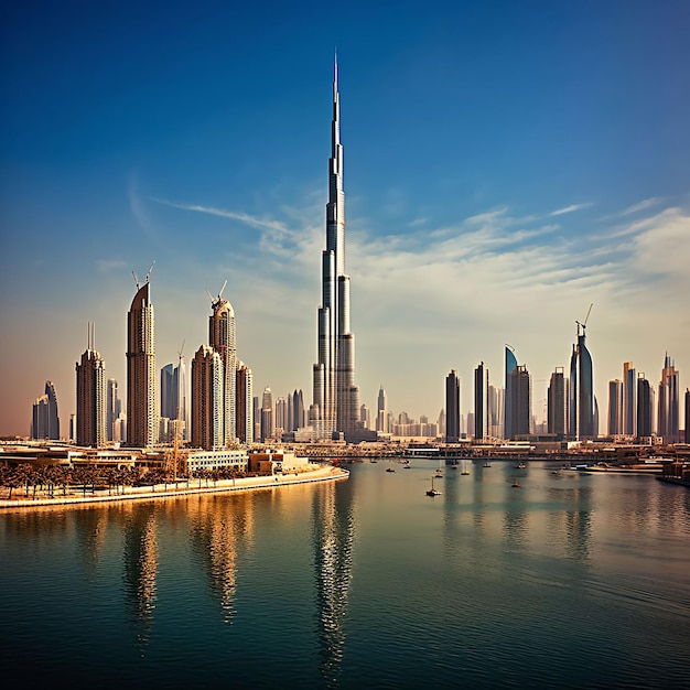 The Burj Khalifa in Dubai the tallest building in the world rising majestically above the city sky