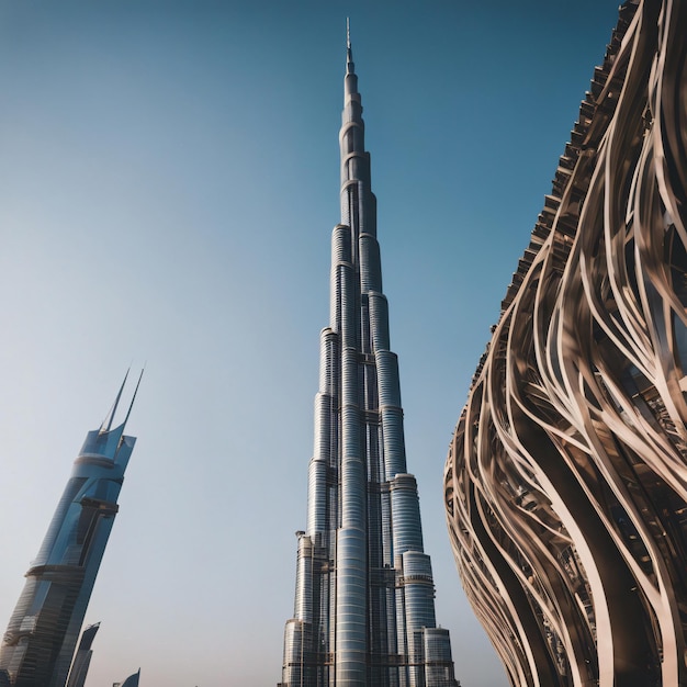 Burj Khalifa en Dubai Downtown bij Dusk Verenigde Arabische Emiraten