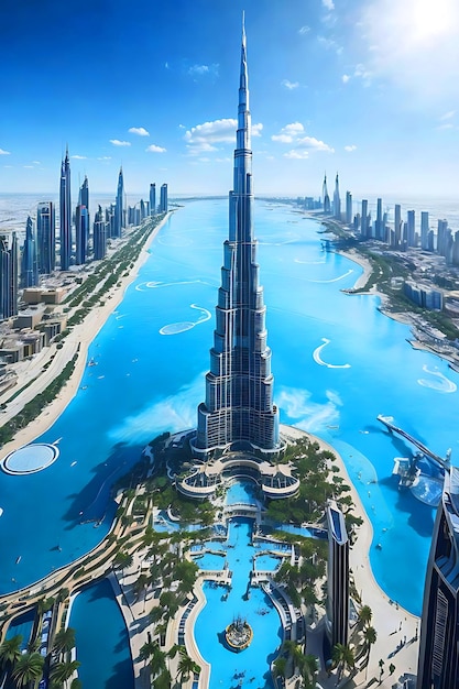 Burj Khalifa Imagine View различные цвета освещения Сидней Австралия