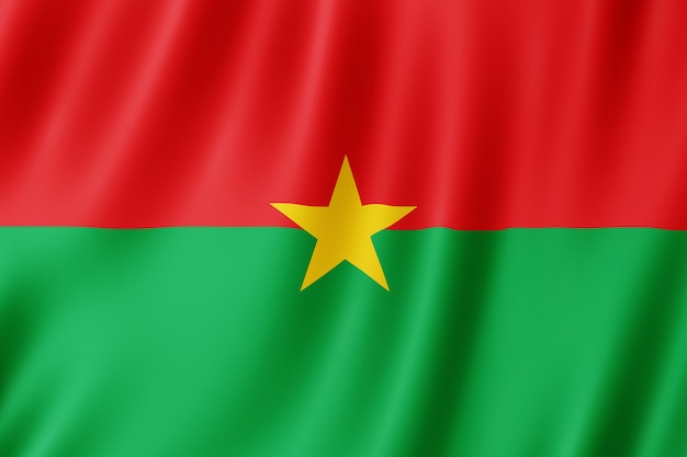 Burkina Faso flag waving in the wind.