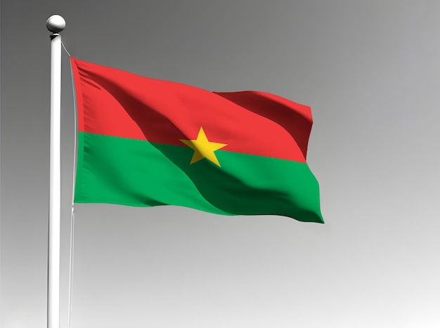 Национальный флаг Буркина-Фасо развевается на сером фоне