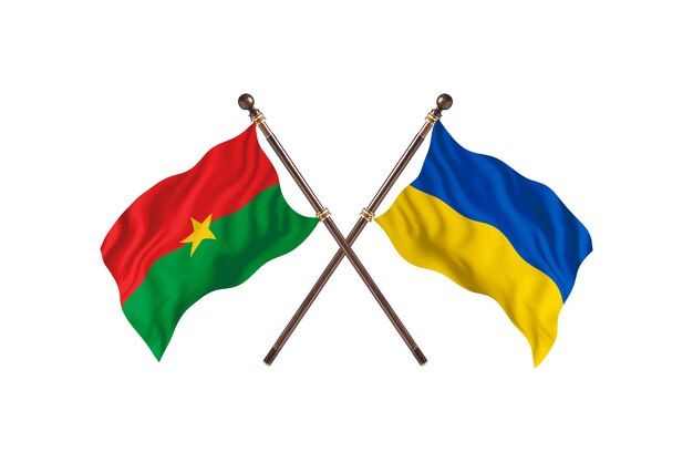 Photo burkina faso versus ukraine two countries flags background