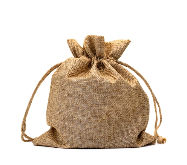 Burlap bag on white