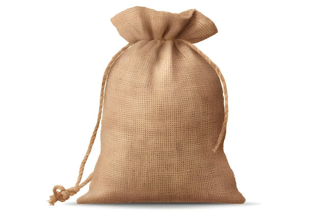 Photo burlap sack isolated on white background