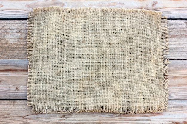 Photo burlap texture on wood