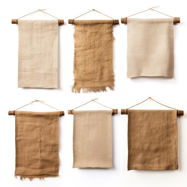 Burlap Wall Hangings isolated on white background