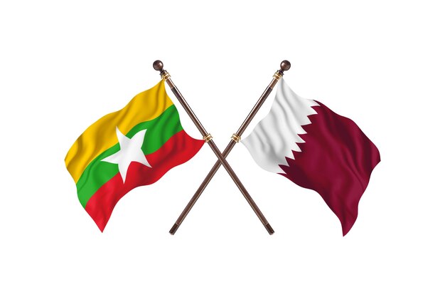 Burma versus Qatar Two Countries Flags Background