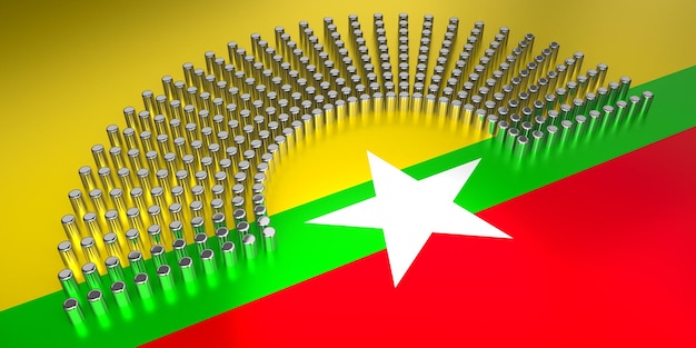 Burma vlag stemmen parlementaire verkiezing concept 3D illustratie